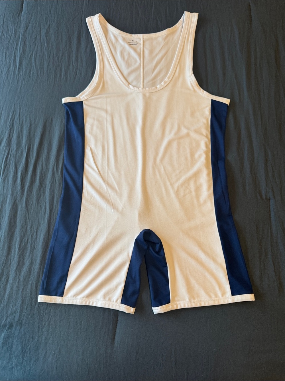 White & Navy Athletic Singlet Medium